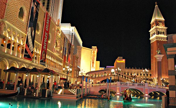 The 'lagoon' outside the Venetian hotel, Las Vegas