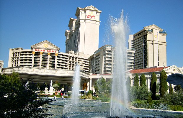 Caesars Palace fountains active on Las Vegas Strip, Casinos & Gaming