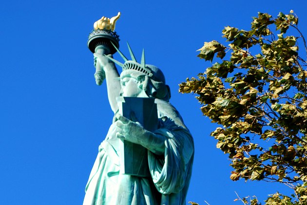 New York Statue of Liberty with trees 