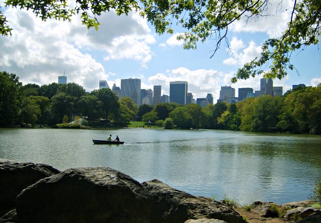 New York Central Park Lake With Boat