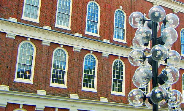 Boston Faneuil Hall with lights