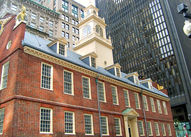 Boston Old State House side new