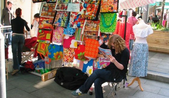 Colourful designs at the Desiger Mart on Cow's Lane, Temple Bar