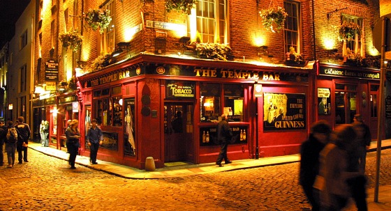 The Temple Bar Pub, Temple Bar, landscape with some people outside