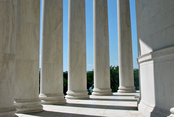 Washington Jefferson Memorial columns daytime