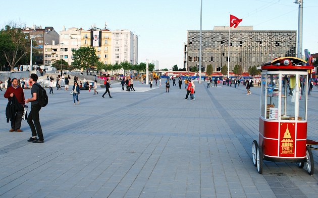 Istanbul Taksim Square with Flag