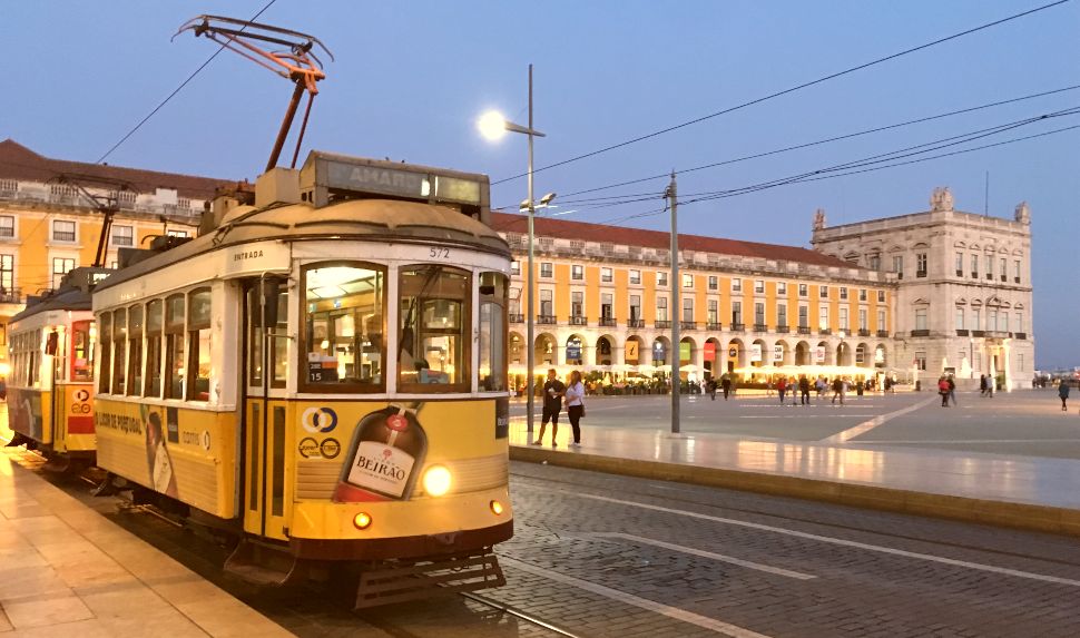 Lisbon Tram in Comercio Square